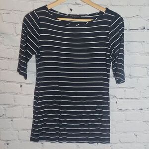 Green Envelope Black and White Stripped Top
